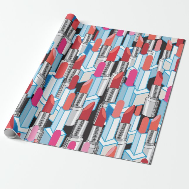 Seamless graphic pattern graphic colorful lipstick wrapping paper (Unrolled)