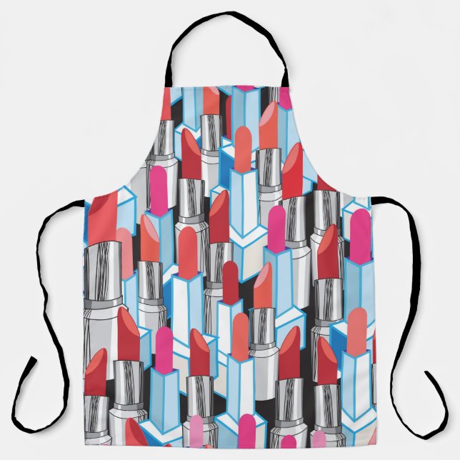 Seamless graphic pattern graphic colourful lipstic apron (Front)