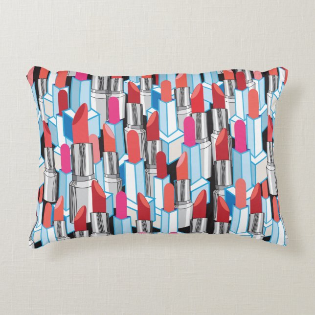 Seamless graphic pattern graphic colourful lipstic decorative cushion (Front)