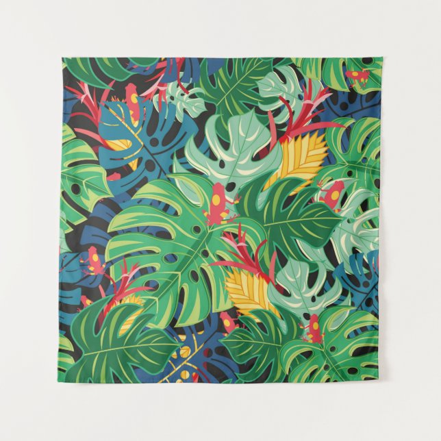 Seamless graphic pattern with leaves monstera and  tapestry (Front)