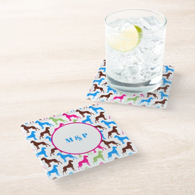 seamless Great Dane pattern Glass Coaster (Angled)