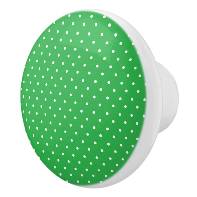 Seamless green background polka dot pattern ceramic knob (Right)