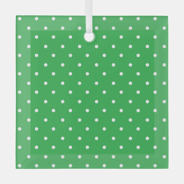Seamless green background polka dot pattern glass tree decoration (Front)