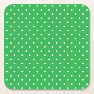 Seamless green background polka dot pattern square paper coaster