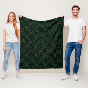 Seamless Green Foil and Black Cobwebs Halloween Fleece Blanket
