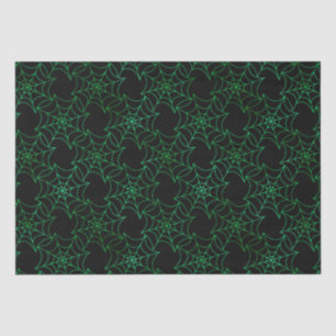 Seamless Green Foil and Black Cobwebs Halloween Tissue Paper