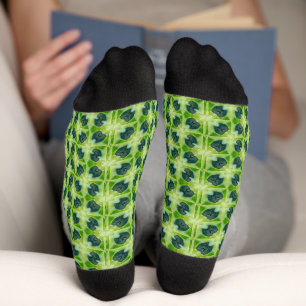 Seamless green grass pattern socks