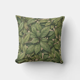 Seamless Green Leaf Botanical Vintage Pattern Cushion
