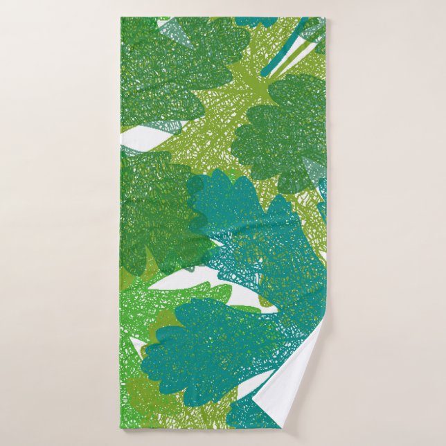 Seamless green leaves pattern bath towel (Bath Towel)