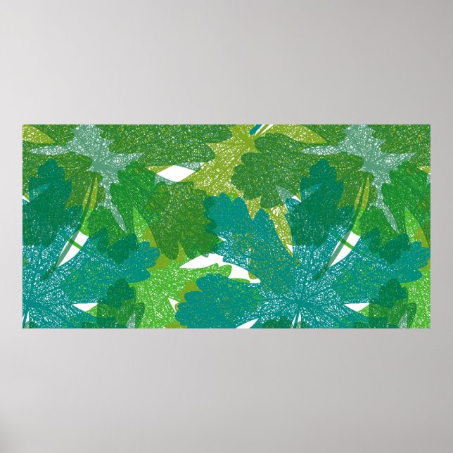 Seamless green leaves pattern poster (Front)