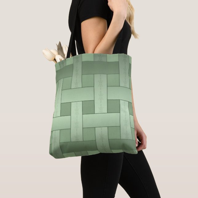 Seamless green silk lined striped pattern modern a tote bag (Close Up)