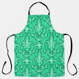 Seamless green vintage baroch pattern. Illustrati Apron