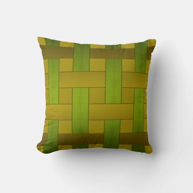 Seamless green yellow silk lined striped pattern m cushion (Front)