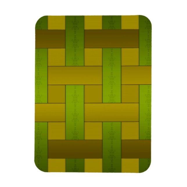 Seamless green yellow silk lined striped pattern m magnet (Vertical)