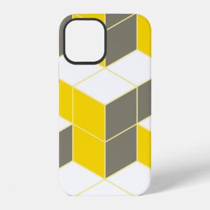 Seamless grey and yellow isometric cubical trident iPhone 12 case