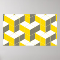Seamless grey and yellow isometric cubical trident