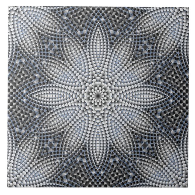 Seamless Grey Floral Ceramic Tile (Front)