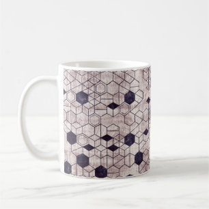 Seamless grungy hexagon pattern isometric geometry coffee mug