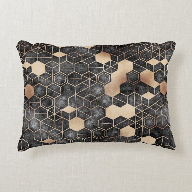 Seamless grungy hexagon pattern isometric geometry decorative cushion (Front)