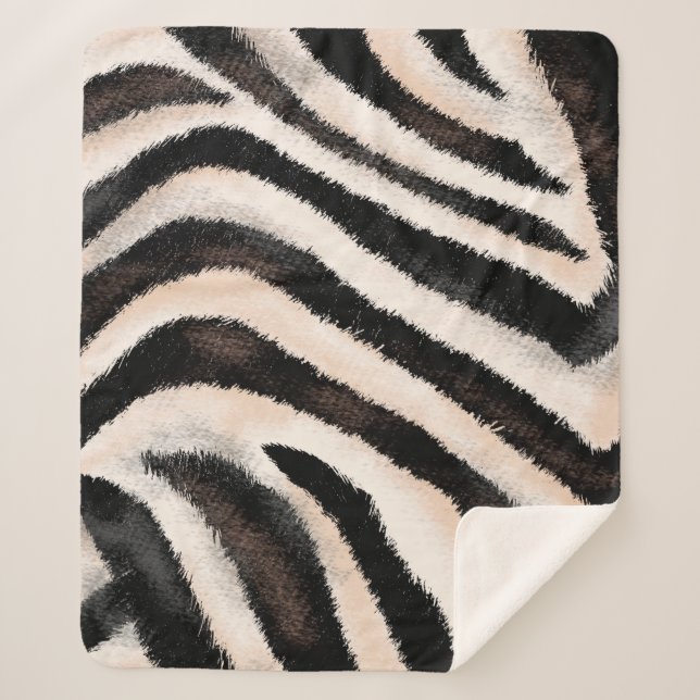 Seamless hand drawing zebra texture, animal print, sherpa blanket (Front)