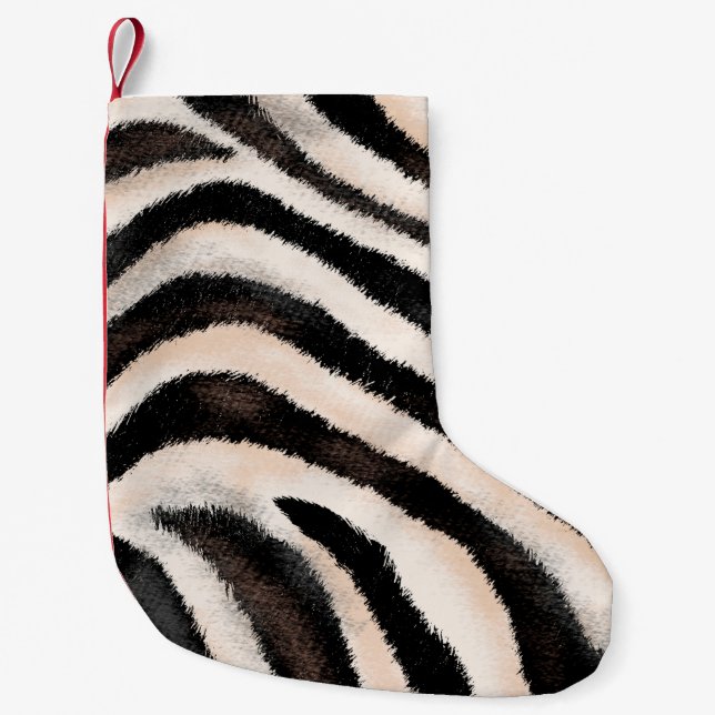 Seamless hand drawing zebra texture, animal print, small christmas stocking (Front)