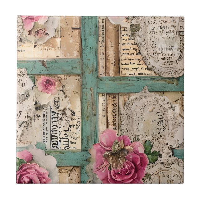 Seamless Hand drawn artistic Rustic backsplash Ceramic Tile (Front)