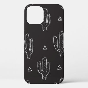 Seamless hand drawn dactus pattern with triangles iPhone 12 case