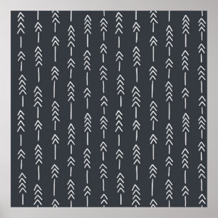 Seamless hand drawn geometric tribal pattern with poster