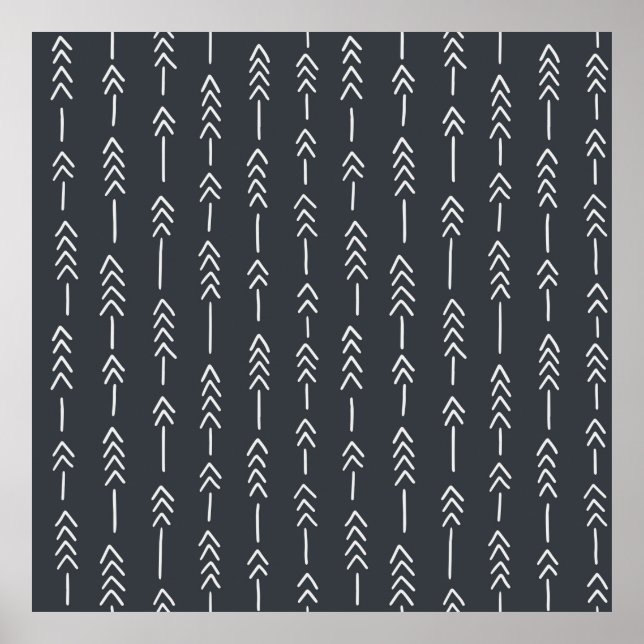 Seamless hand drawn geometric tribal pattern with  poster (Front)