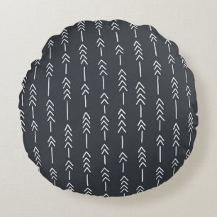 Seamless hand drawn geometric tribal pattern with round cushion