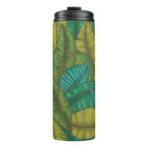 Seamless hand drawn pattern with banana leaves / t thermal tumbler