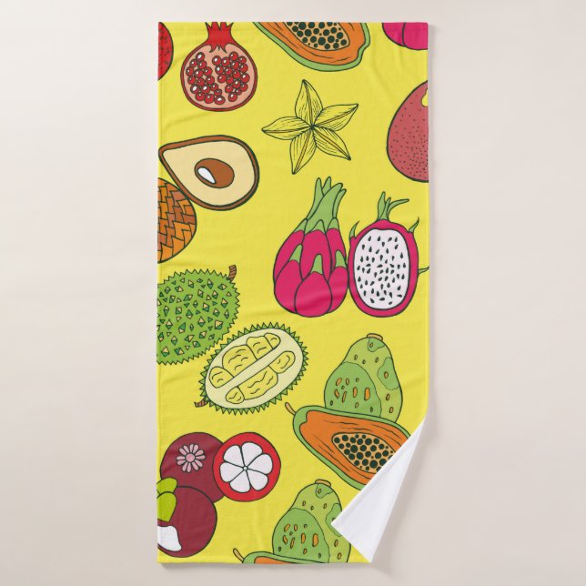 Seamless hand drawn pattern with tropical exotic f bath towel (Bath Towel)