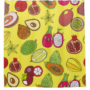 Seamless hand drawn pattern with tropical exotic f shower curtain