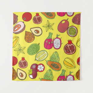 Seamless hand drawn pattern with tropical exotic f tapestry