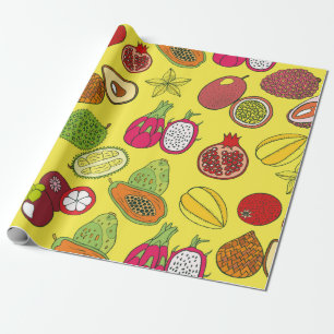 Seamless hand drawn pattern with tropical exotic f wrapping paper