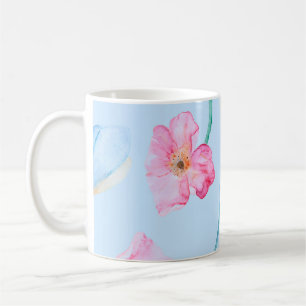 Seamless hand drawn watercolor pattern with pink p coffee mug