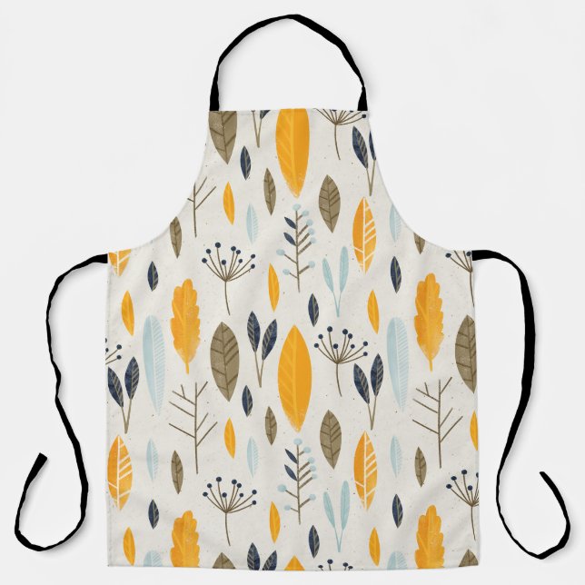 Seamless hand illustrated floral pattern on paper  apron (Front)