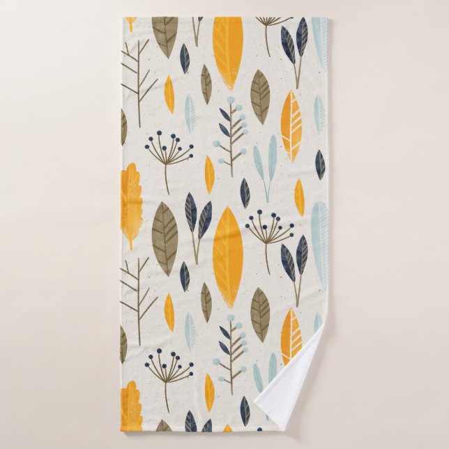 Seamless hand illustrated floral pattern on paper  bath towel (Bath Towel)