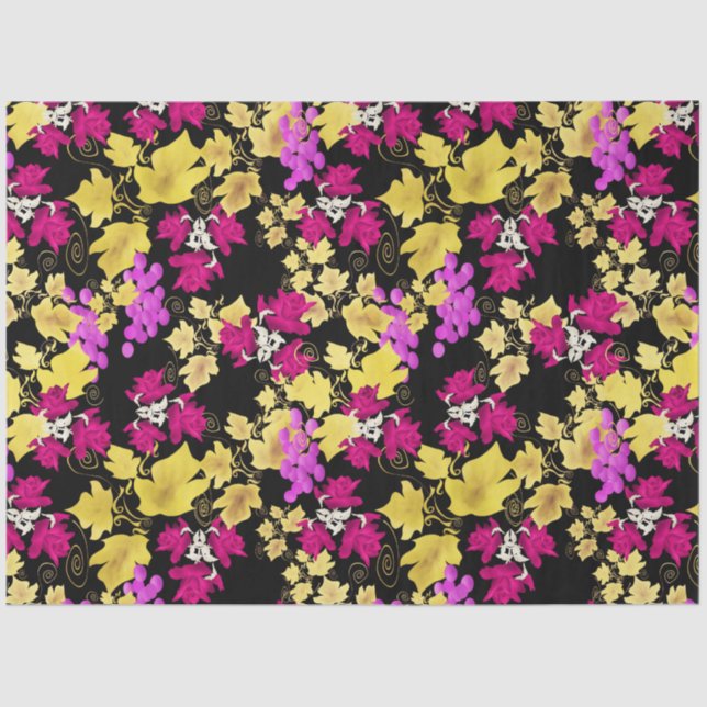 Seamless harvest grape pink roses flowers floral c tissue paper (Front)
