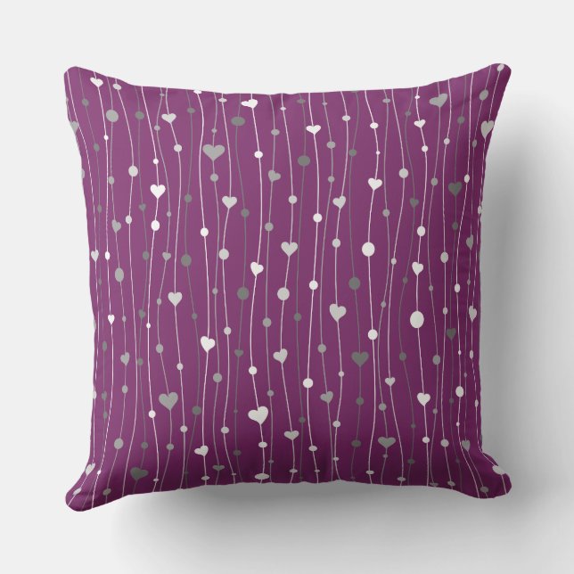 Seamless Heart Pattern Purple Graphic Cushion (Back)