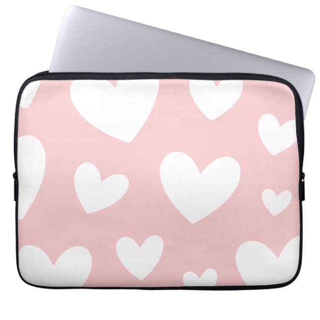 seamless hearts pattern laptop sleeve (Front)