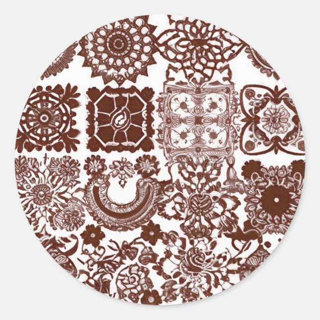 Seamless Henna Mehndi Design Classic Round Sticker (Front)