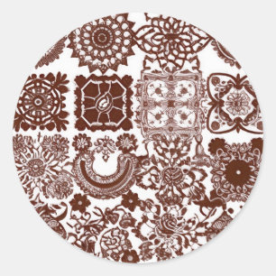 Seamless Henna Mehndi Design Classic Round Sticker