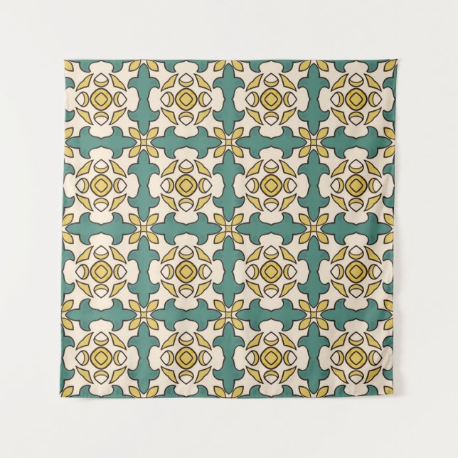 Seamless illustrated pattern made of abstract elem tapestry (Front)