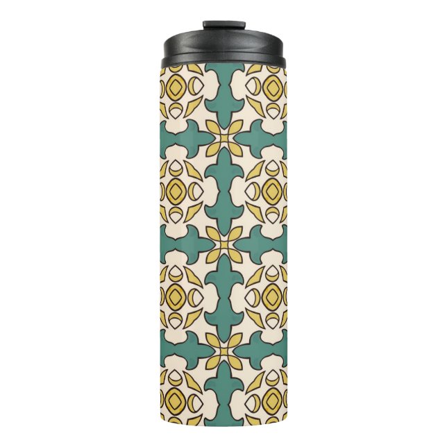 Seamless illustrated pattern made of abstract elem thermal tumbler (Front)