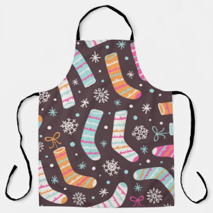Seamless illustration pattern with Christmas socks Apron