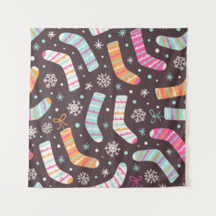 Seamless illustration pattern with Christmas socks Tapestry