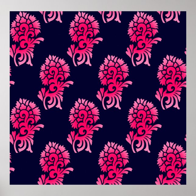 seamless Indian mughal flower motif backgroundabst Poster (Front)