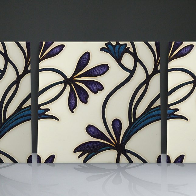 Seamless Indigo Violet Crocus organic patterns Ceramic Tile (Creator Uploaded)