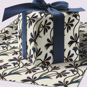 Seamless Indigo Violet Crocus organic patterns Wrapping Paper